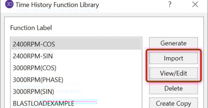 Importing a Time History Function