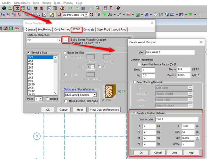 RISA | Custom Wood Materials and Wood Schedules in RISA
