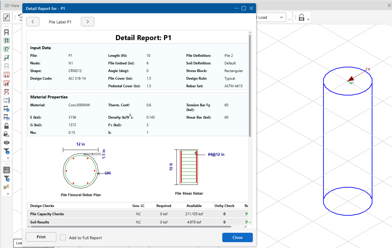 Design of single piles in RISAFoundation