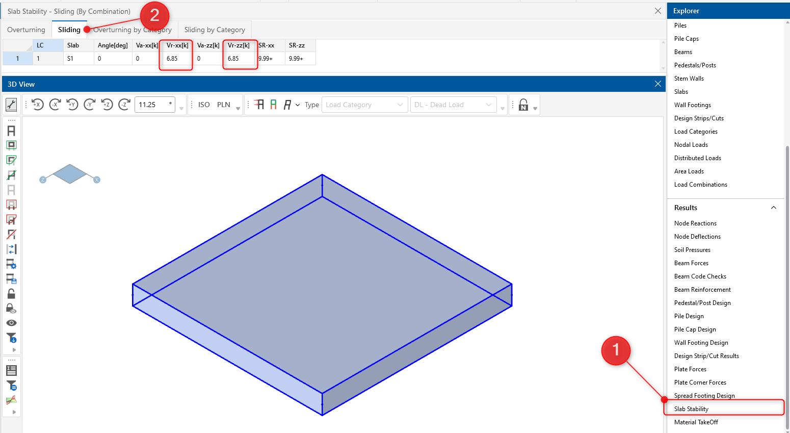slab stability RISAFoundation