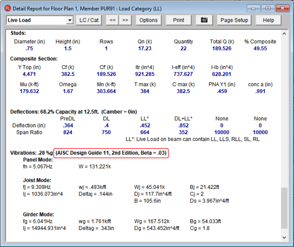 FL Beam Vibrations 2nd Ed Detailed Report
