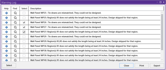 Warning Log with Select 672x283