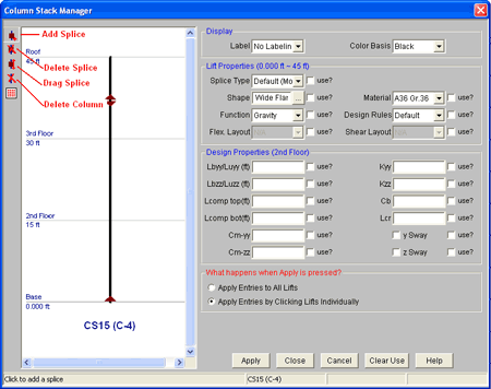 Column splices floor 2