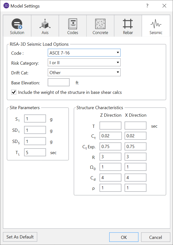 Globalparameters seismic