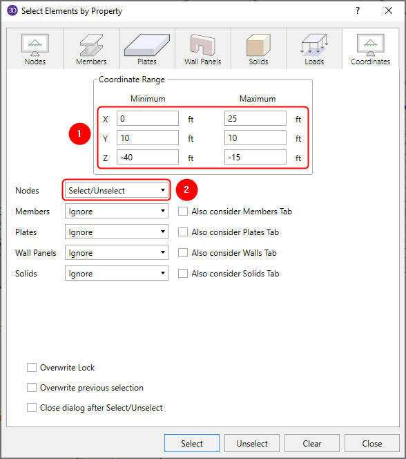 Selectioncoordinates